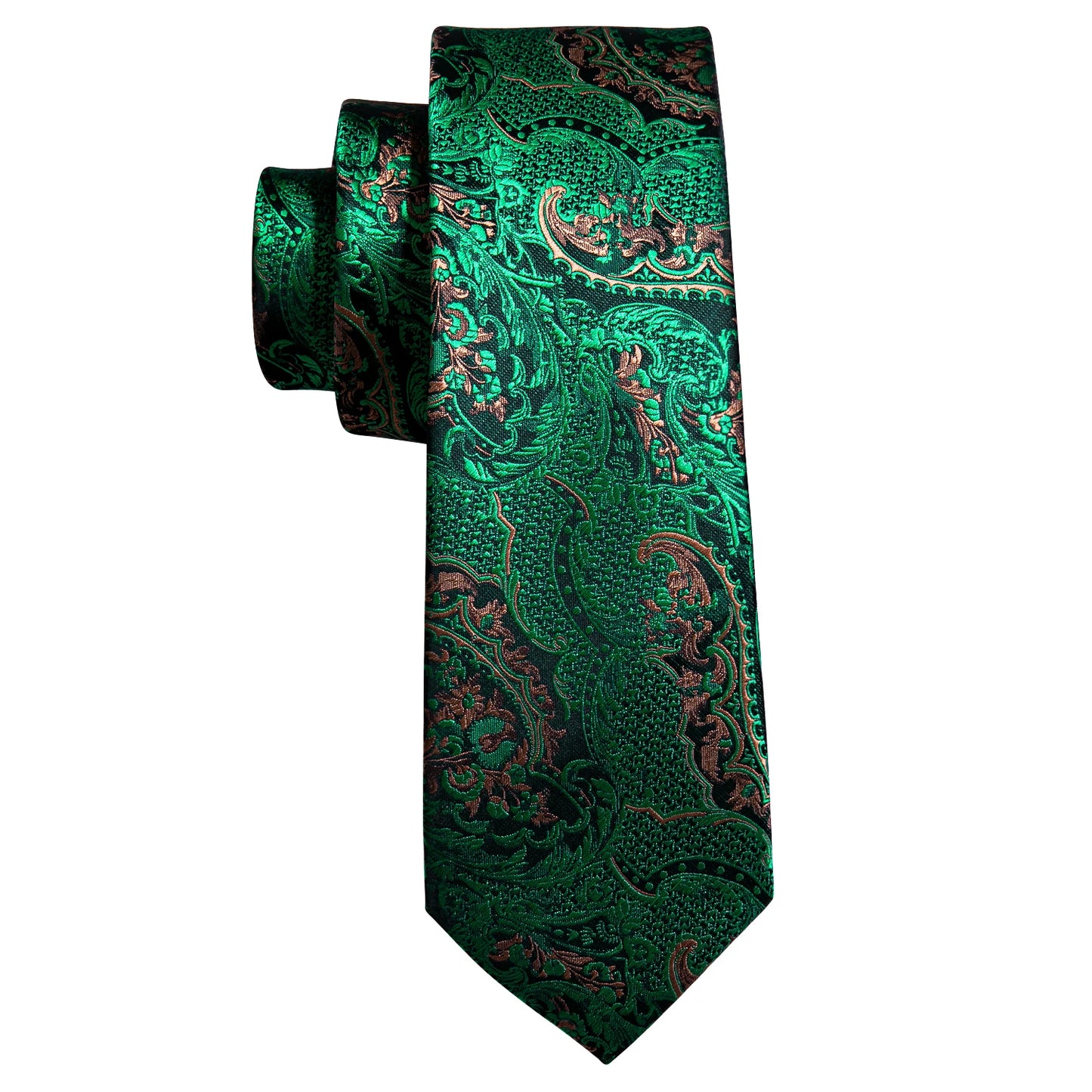 Men's Green Paisley Floral Neck Tie