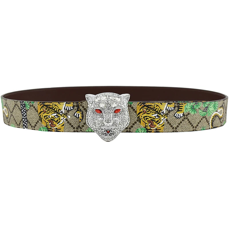 Men's Rhinestone Leopard Belt