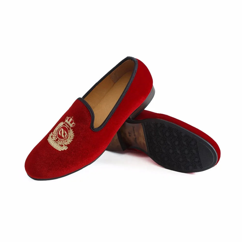 Men's Red Velvet Loafers