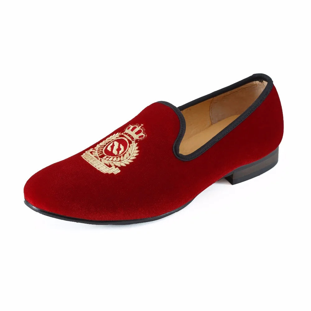 Men's Red Velvet Loafers