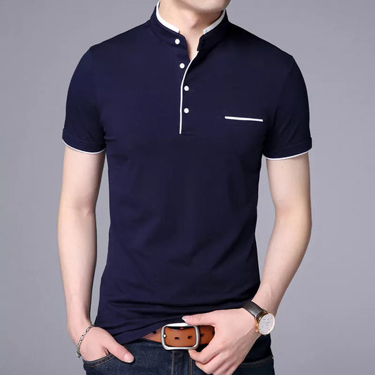 Men's Mandarin Collar Slim Polo