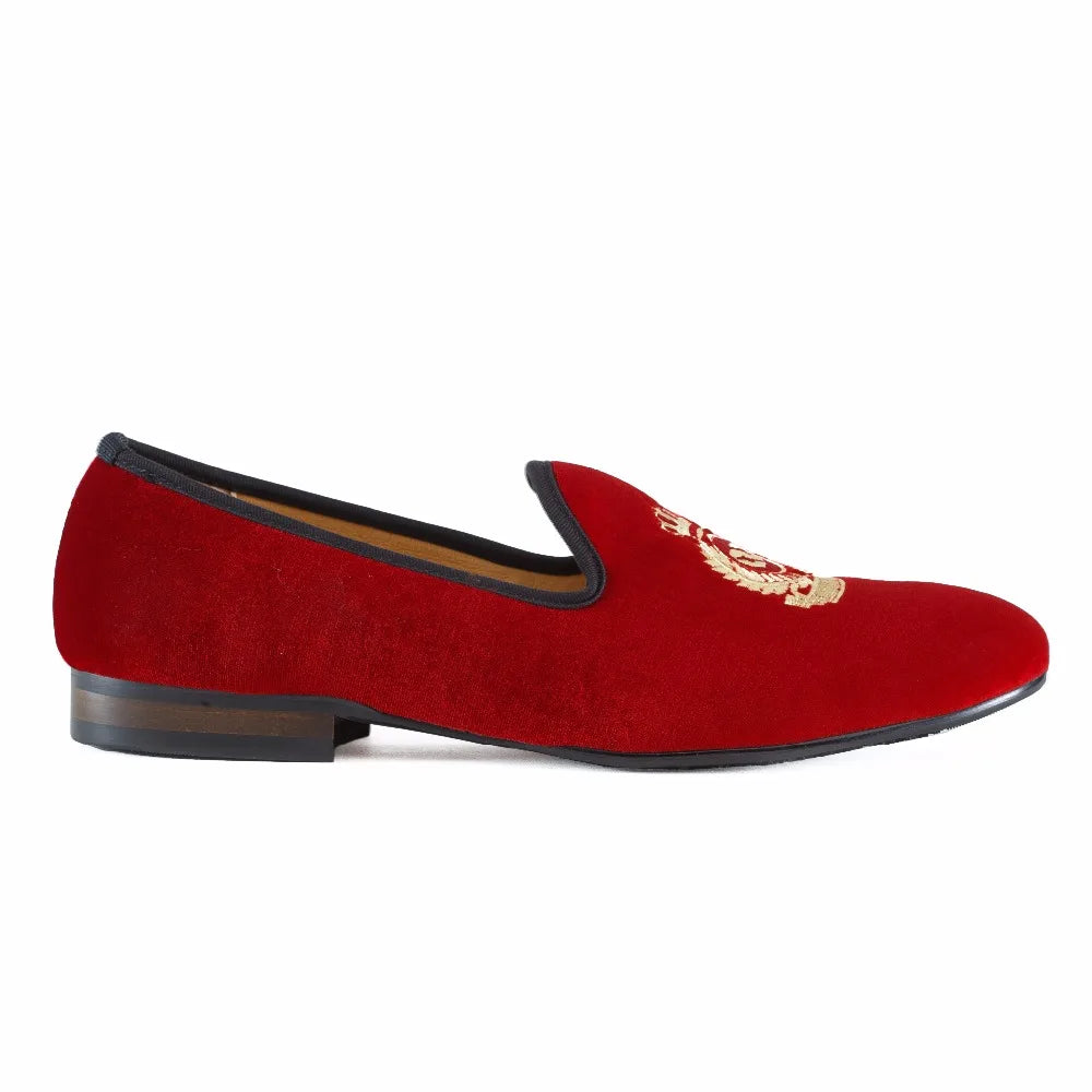 Men's Red Velvet Loafers