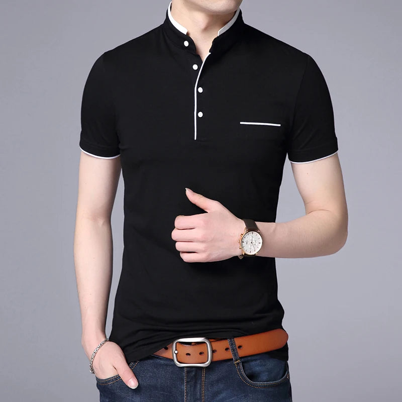 Men's Mandarin Collar Slim Polo