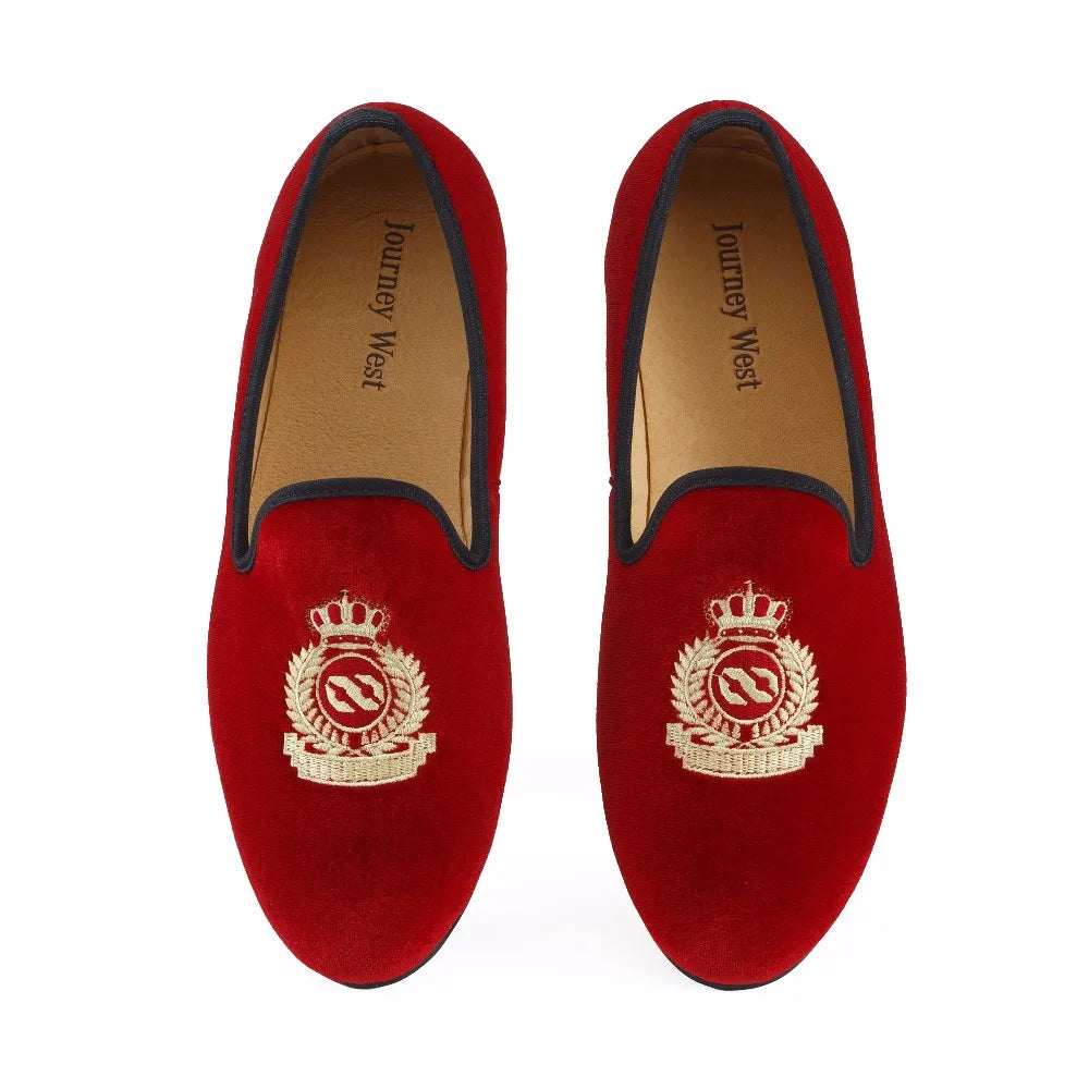 Men's Red Velvet Loafers