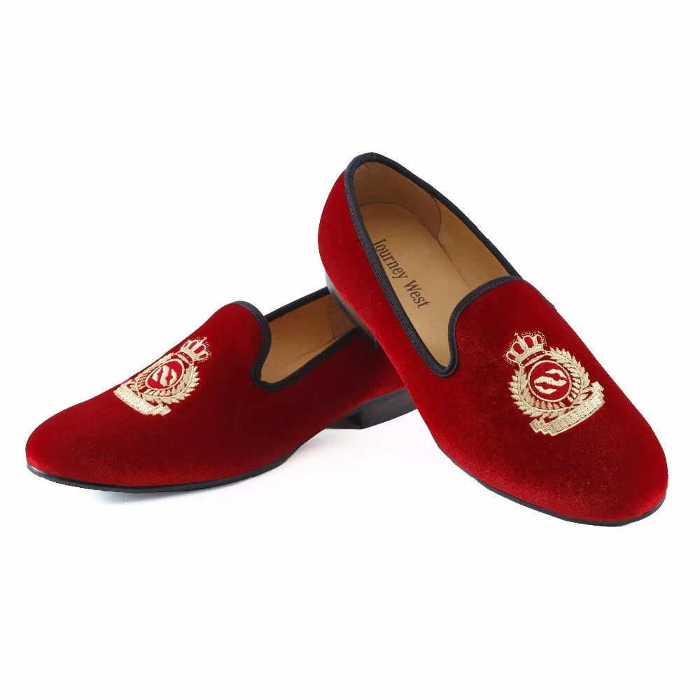 Men's Red Velvet Loafers