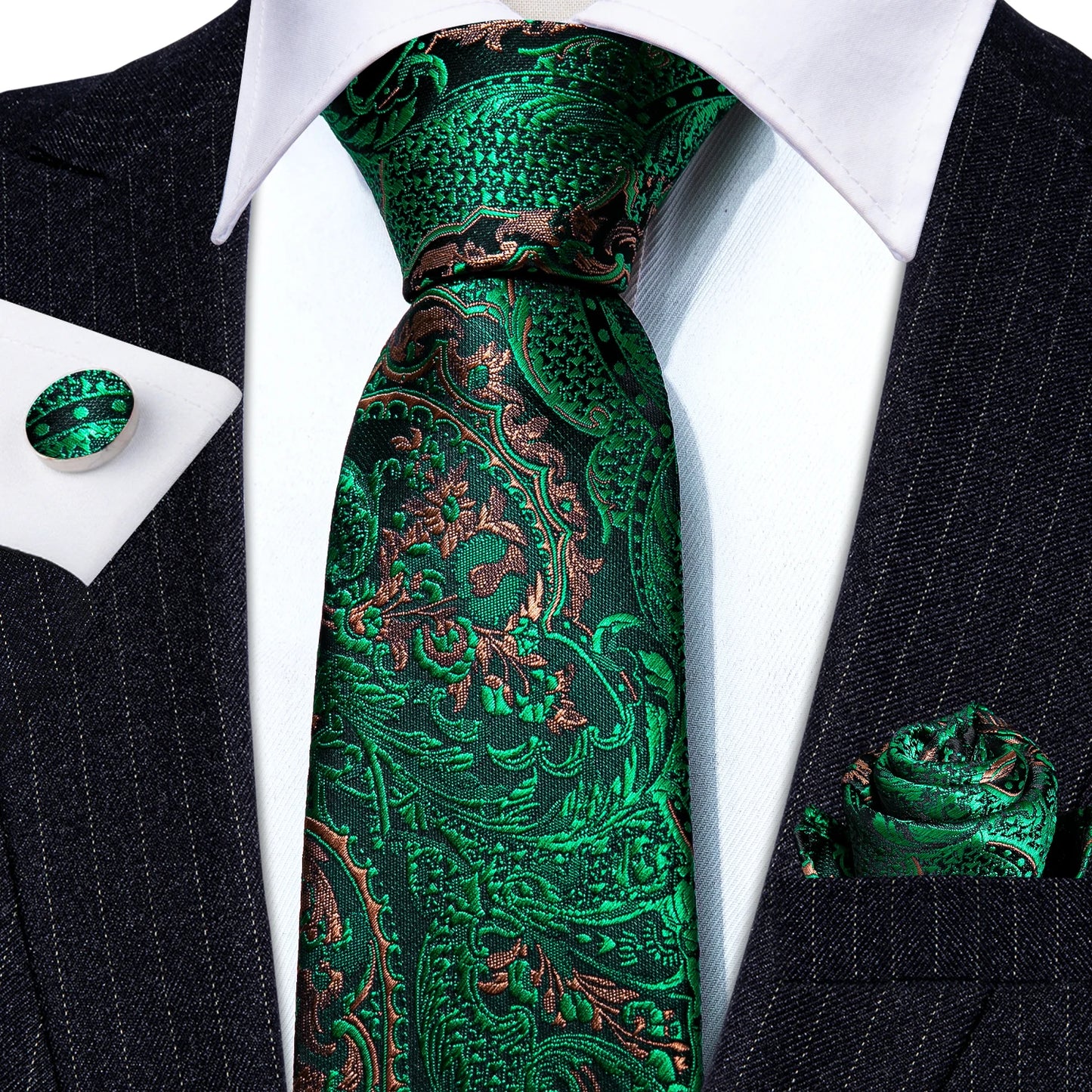 Men's Green Paisley Floral Neck Tie