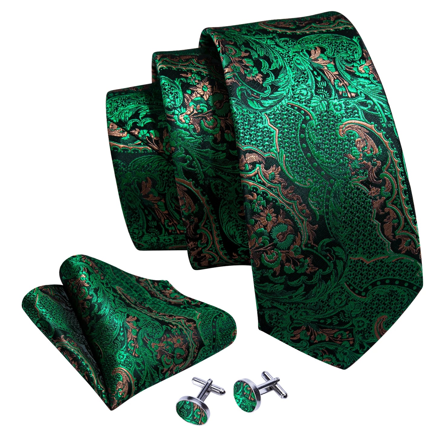 Men's Green Paisley Floral Neck Tie