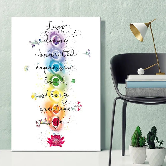 Colorful Chakra Meditation Prints for Home Decor