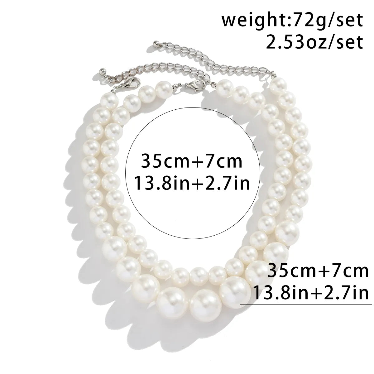 2pcs/set Imitation Pearl Beaded Choker Necklaces