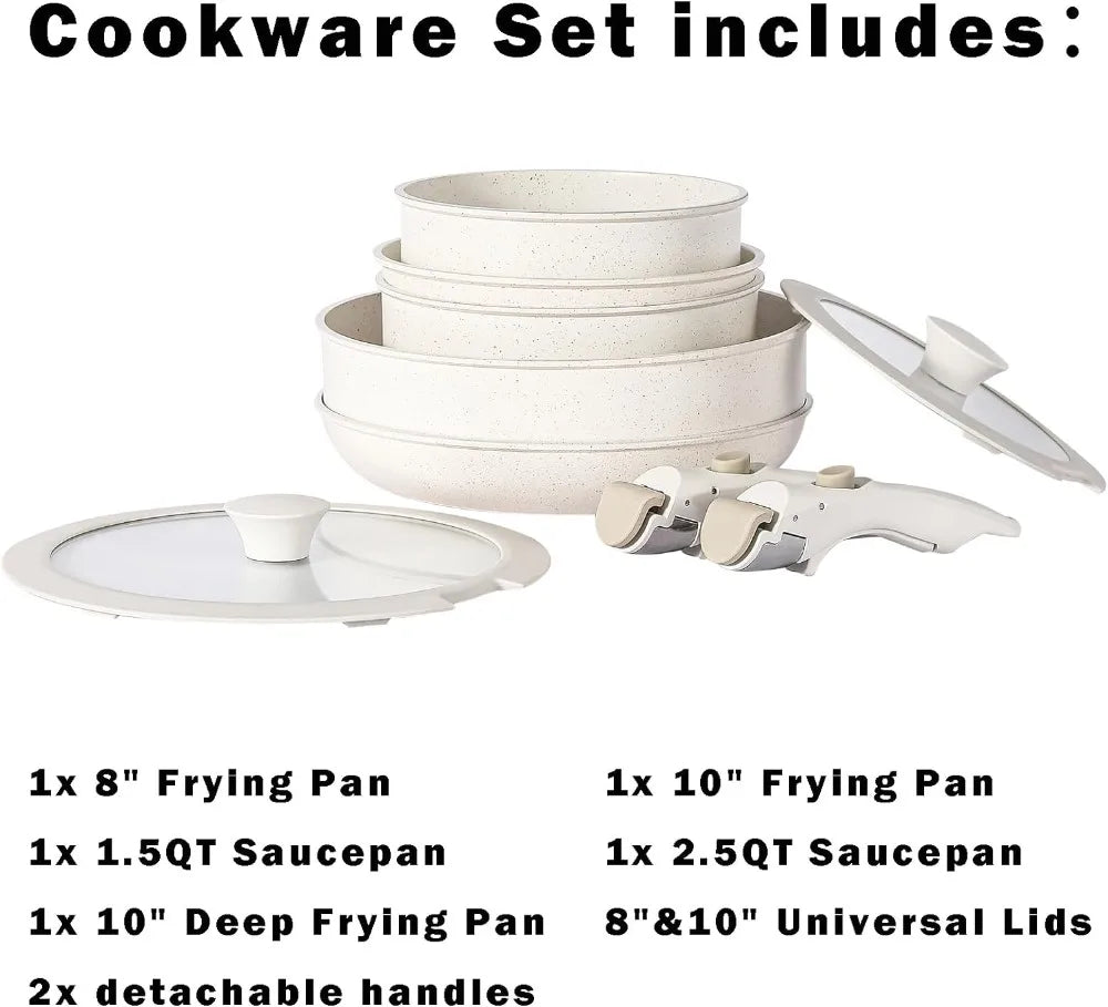 Nonstick Cookware Set Detachable Handle