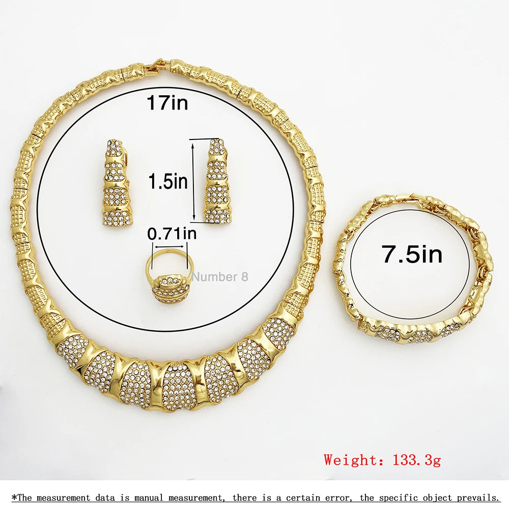 18K Gold Plated Women Necklaces Earrings Ring Bracelet Accessories