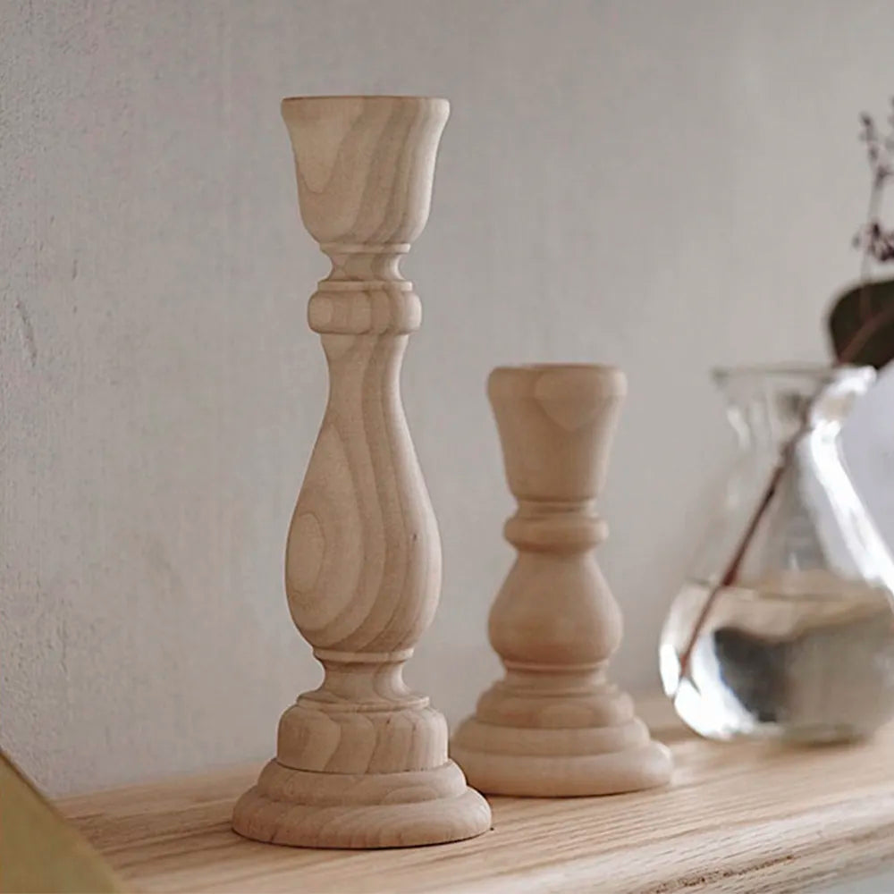 Unfinished Wooden Candlestick Holders