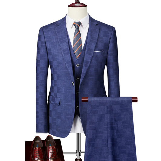 Plaid Slim Fit 3 Piece Suit