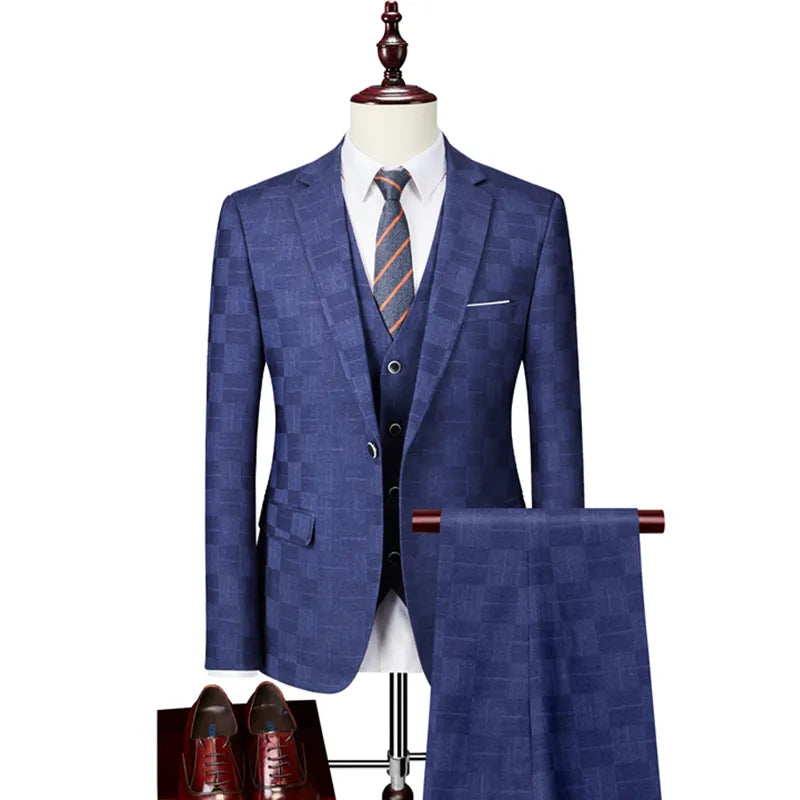 Plaid Slim Fit 3 Piece Suit