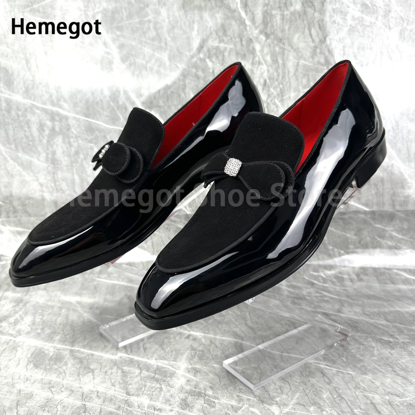 Bowknot Patent Leather Men Dress Shoes