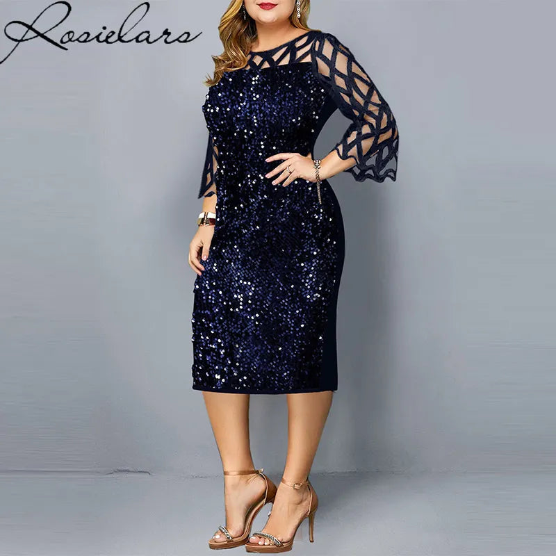 Women's Elegant Sequin Plus Size Party Dresses