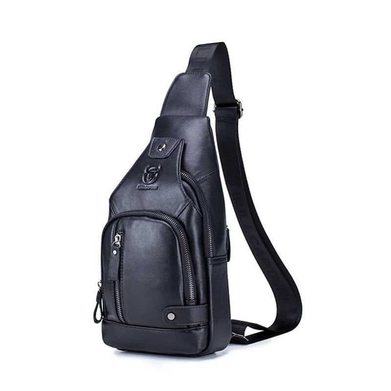 Leather Crossbody Chest Bag  with USB charging