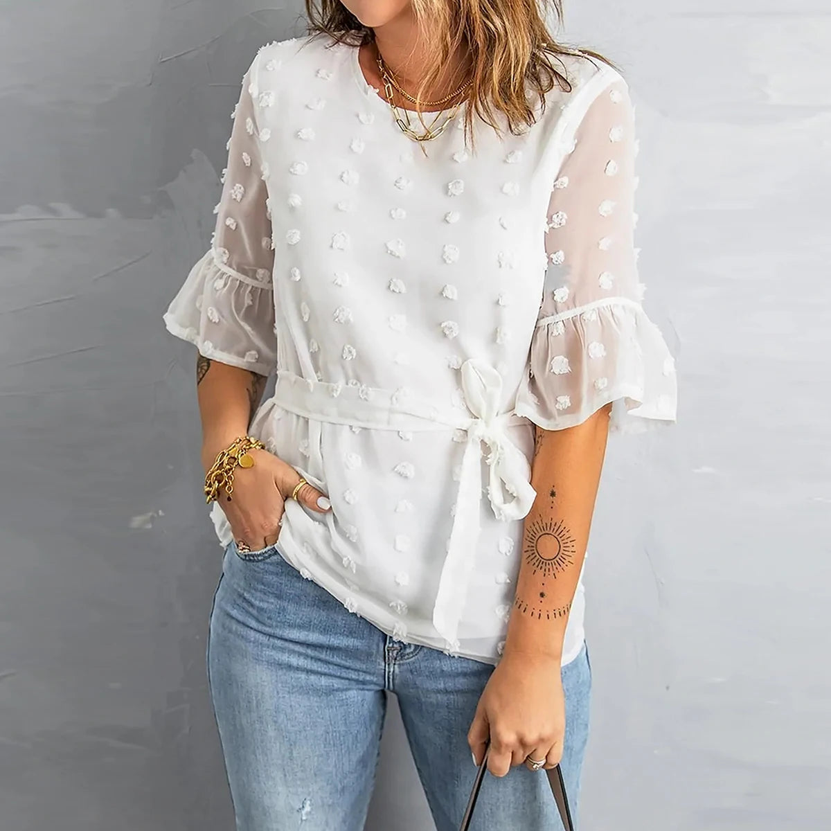 Plus Size Casual Half Sleeve Blouse