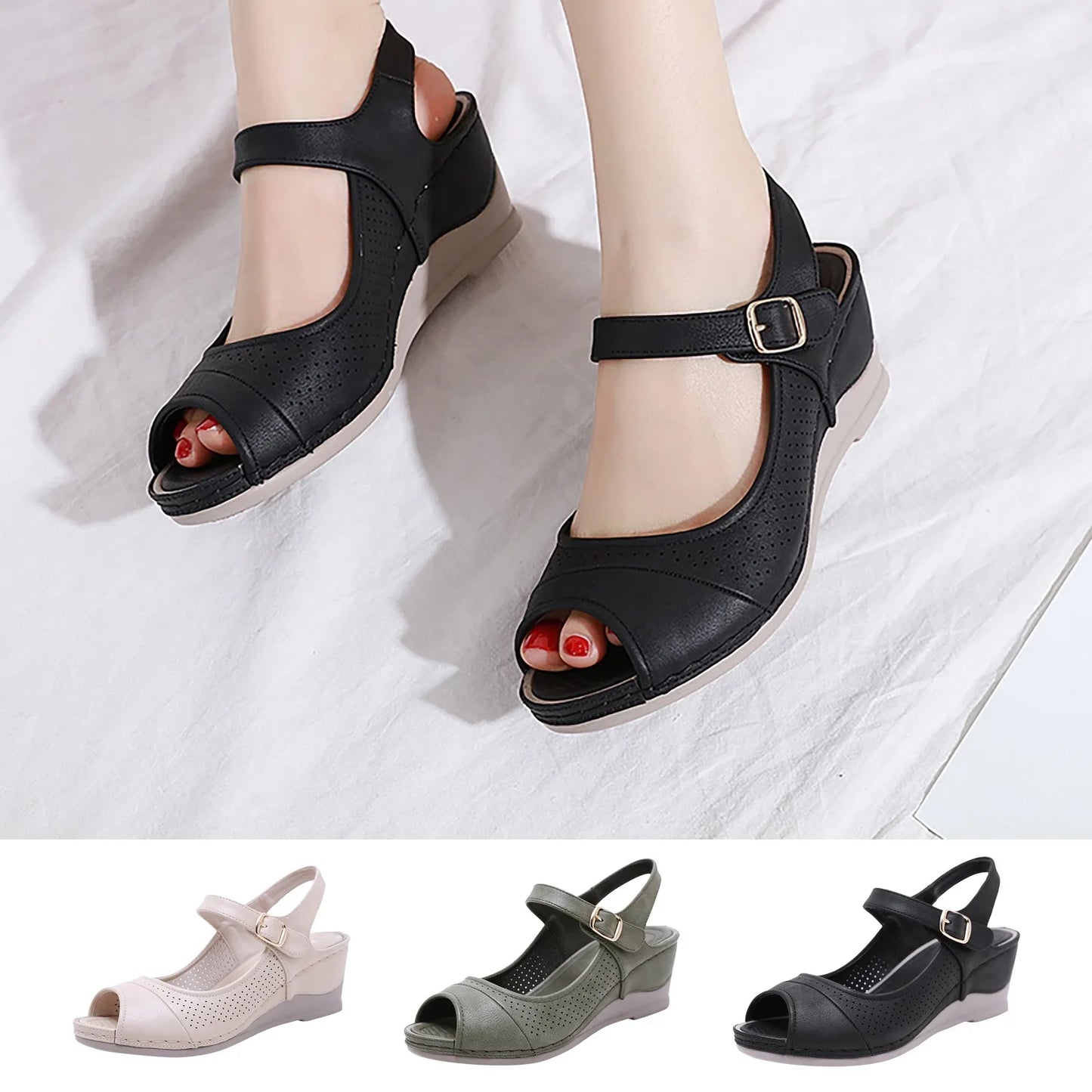 Open Toe Wedge Shoes for Women