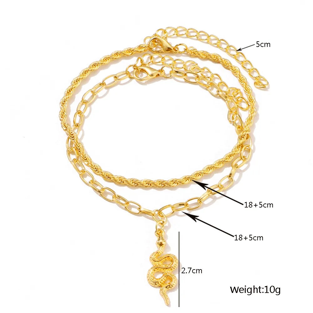 Bohemia Gold Color Ankle Bracelet Set For Women