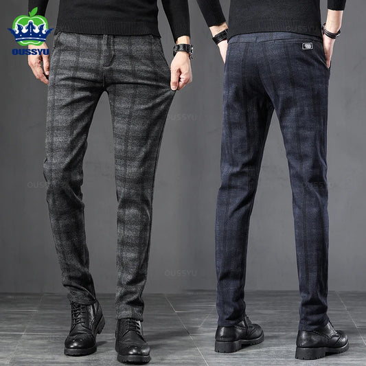 Men's Plaid Slim Fit Trousers