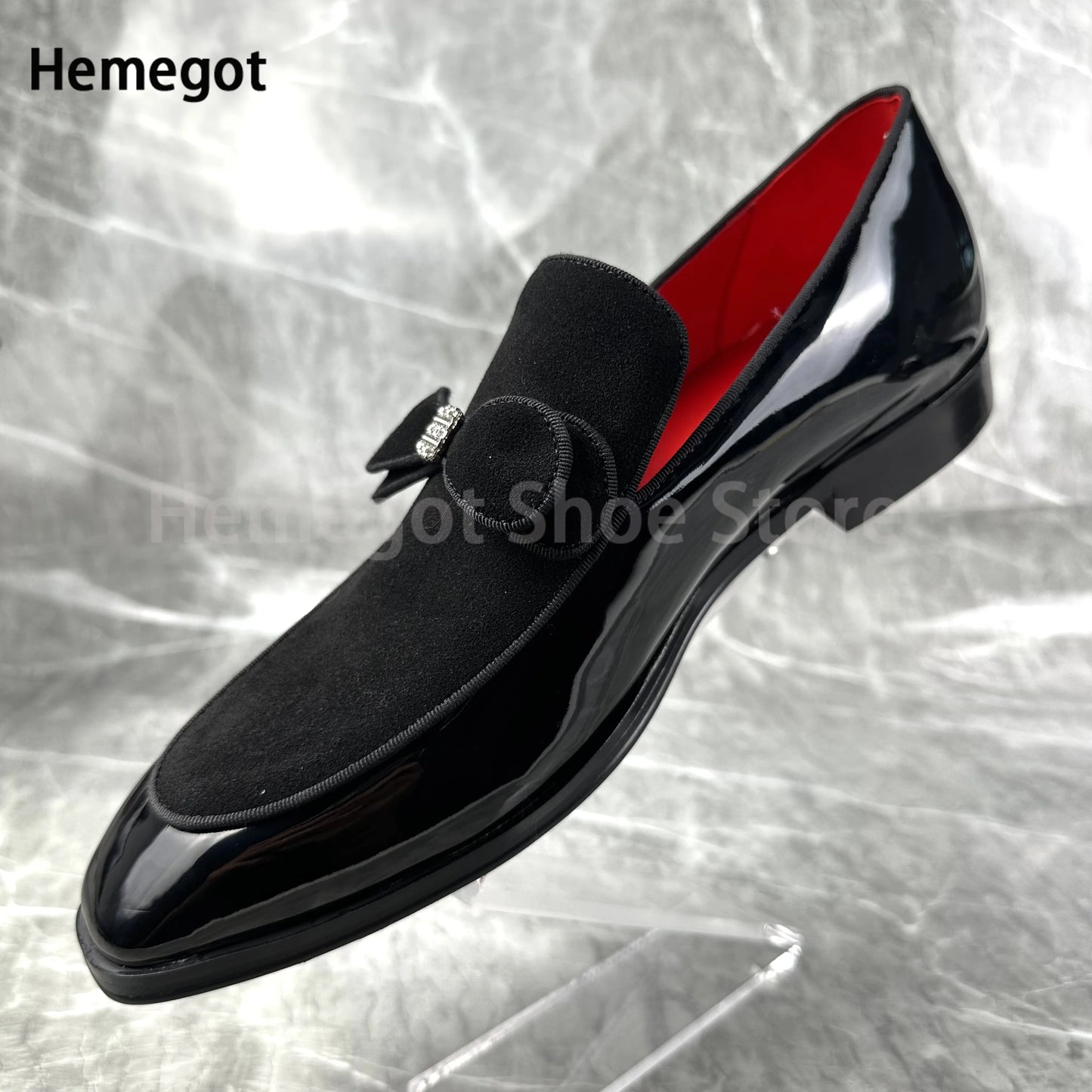 Bowknot Patent Leather Men Dress Shoes