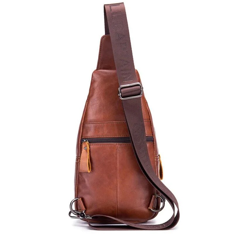 Leather Crossbody Chest Bag  with USB charging