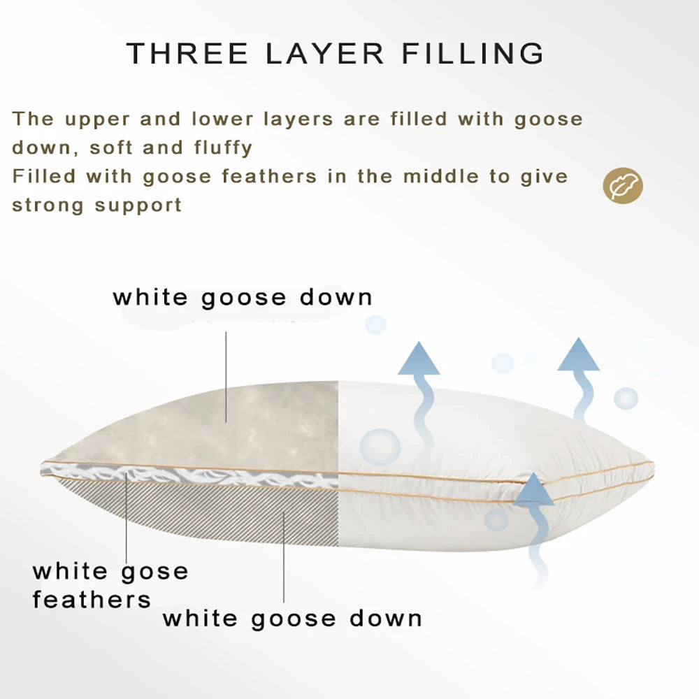 1 PCS White Goose Down Pillows