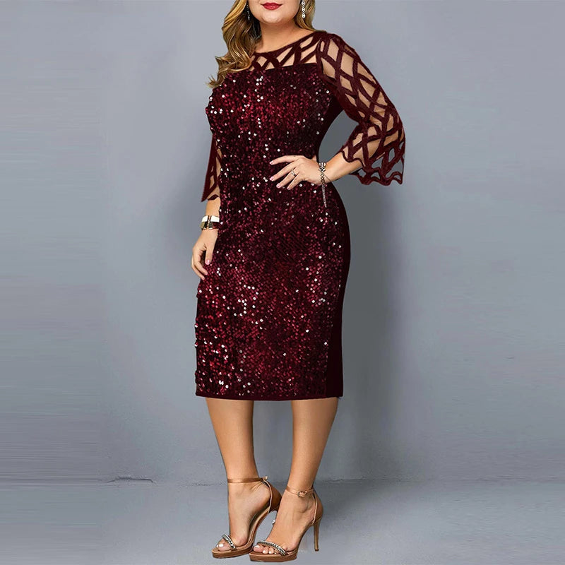 Women's Elegant Sequin Plus Size Party Dresses