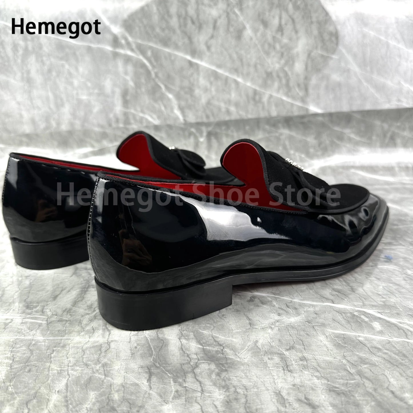 Bowknot Patent Leather Men Dress Shoes