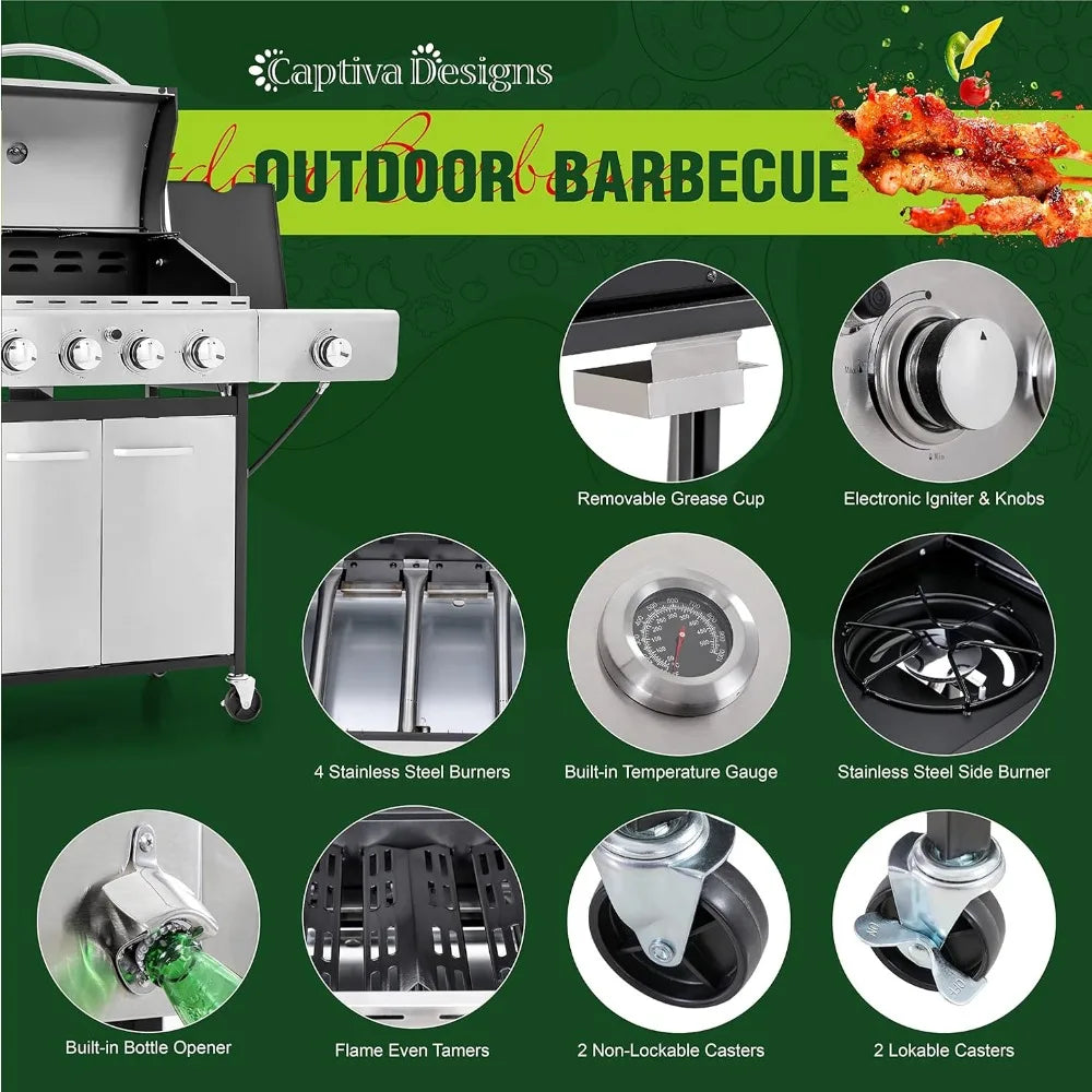 Gas BBQ Grill with Side Burner