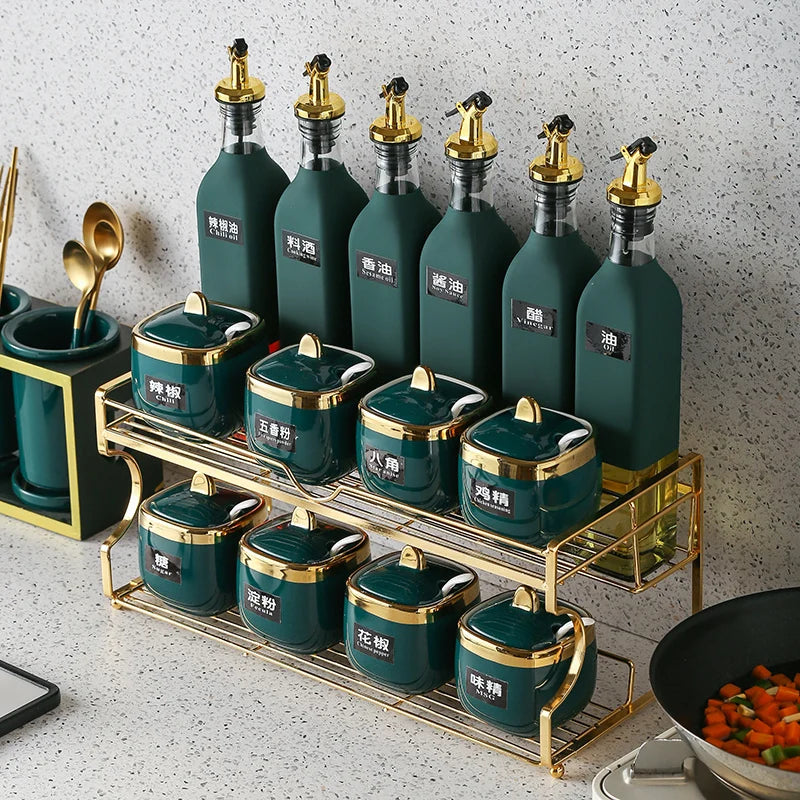 Luxury Spice Jars, Oil Bottles, and Kitchen Organizer