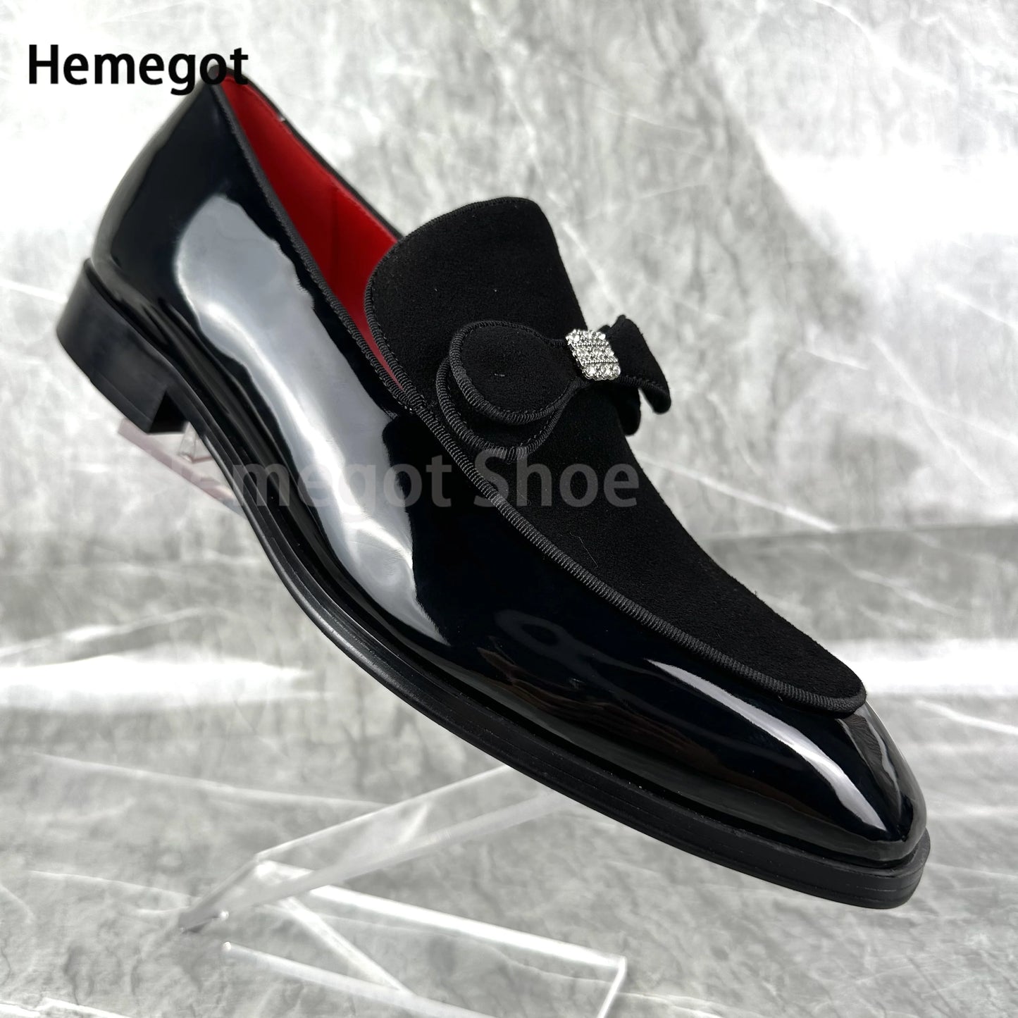 Bowknot Patent Leather Men Dress Shoes