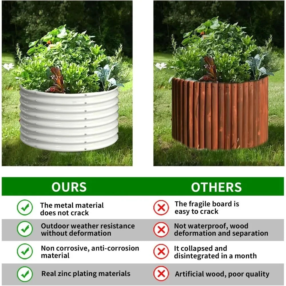 2 Round Metal Raised Garden Planters