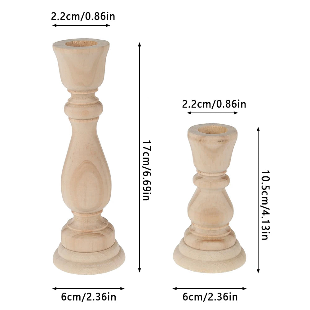 Unfinished Wooden Candlestick Holders