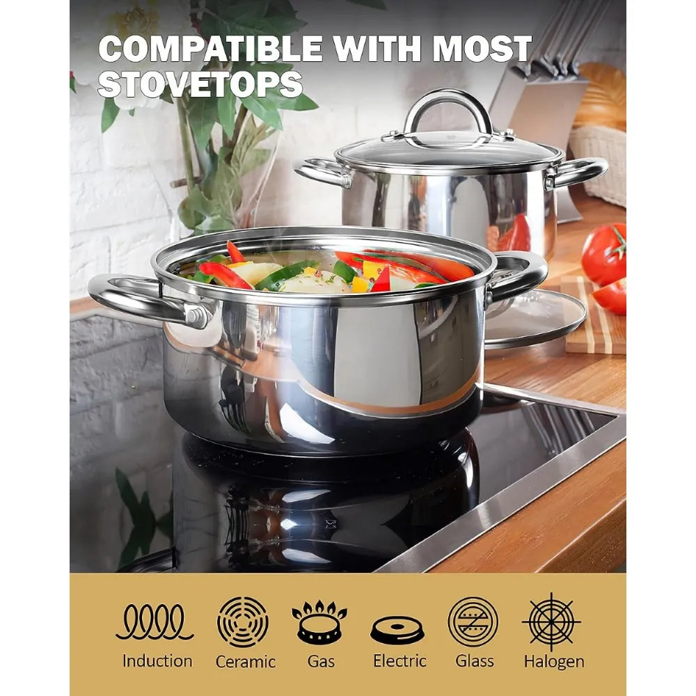 12-Piece Stainless Steel Pots and Pans