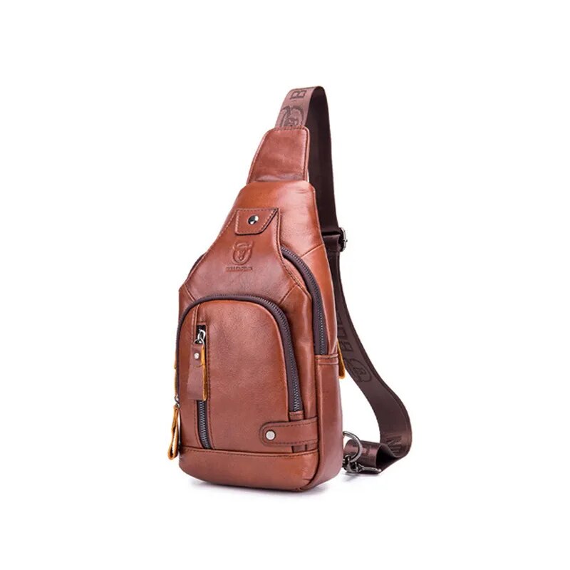 Leather Crossbody Chest Bag  with USB charging