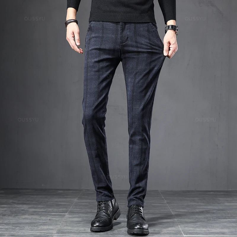 Men's Plaid Slim Fit Trousers