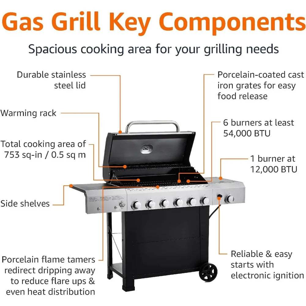 Freestanding Gas Grill with Side Burner