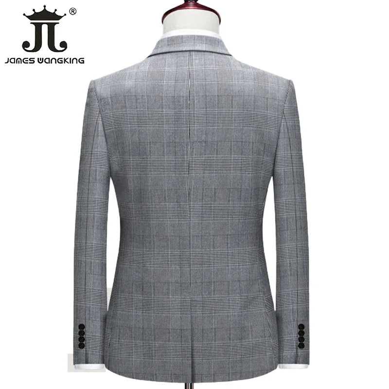 Men's Classic Plaid Hounds Tooth Suit