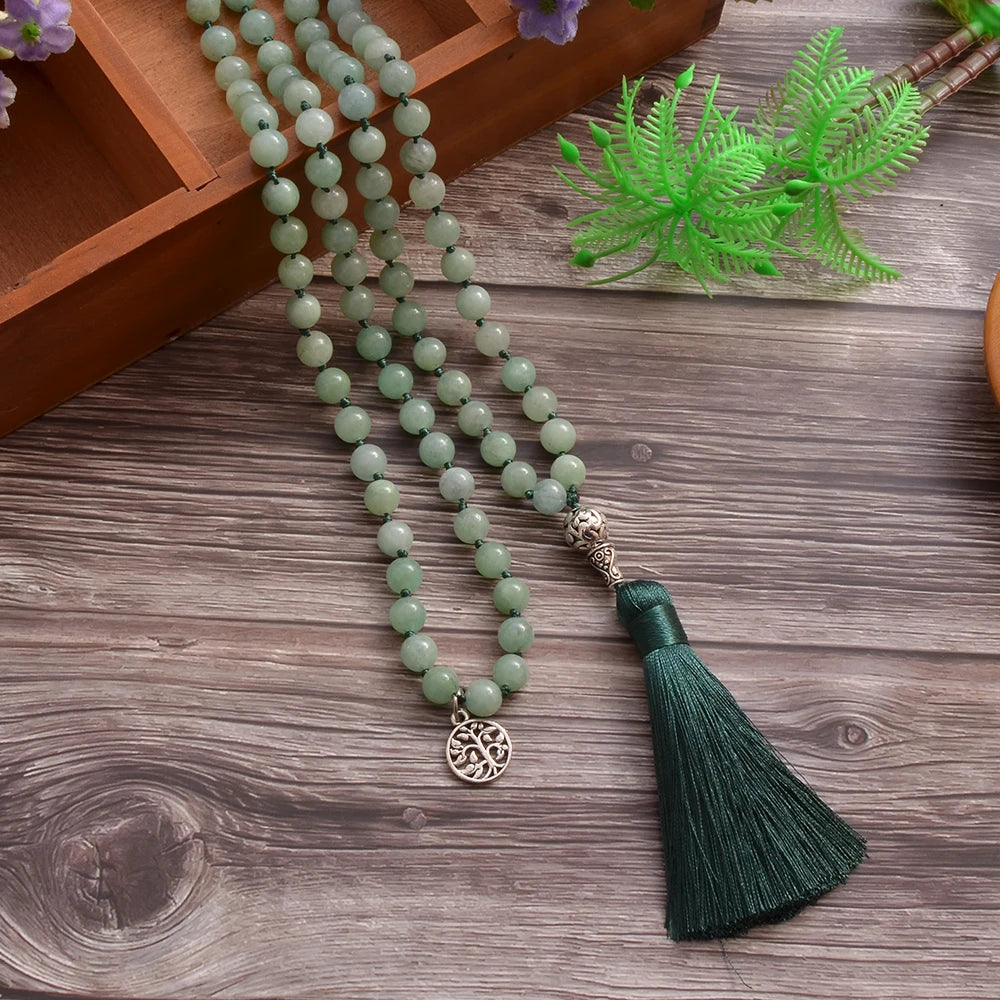 Burmese Jade Beaded Meditation Prayer Necklace