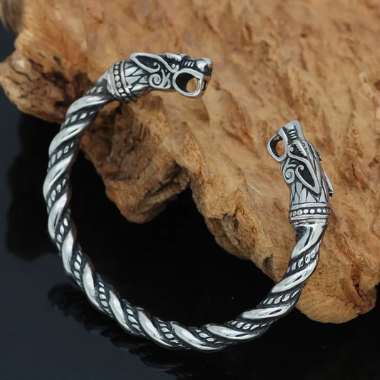 Goth Dragon Head Open Viking Bangle