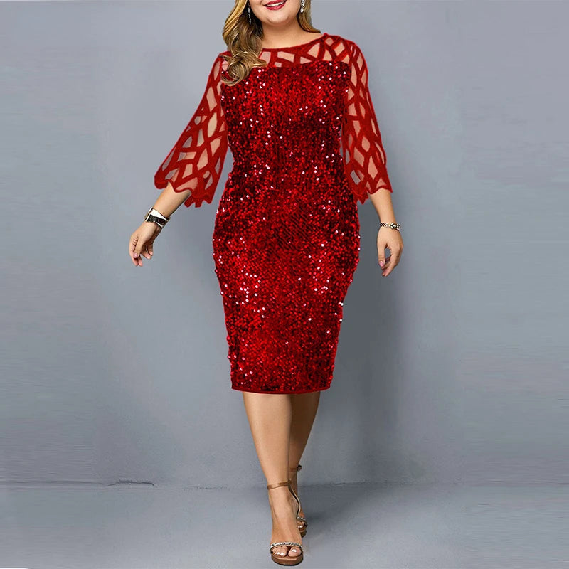 Women's Elegant Sequin Plus Size Party Dresses