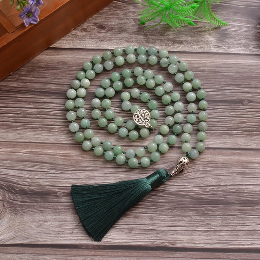 Burmese Jade Beaded Meditation Prayer Necklace