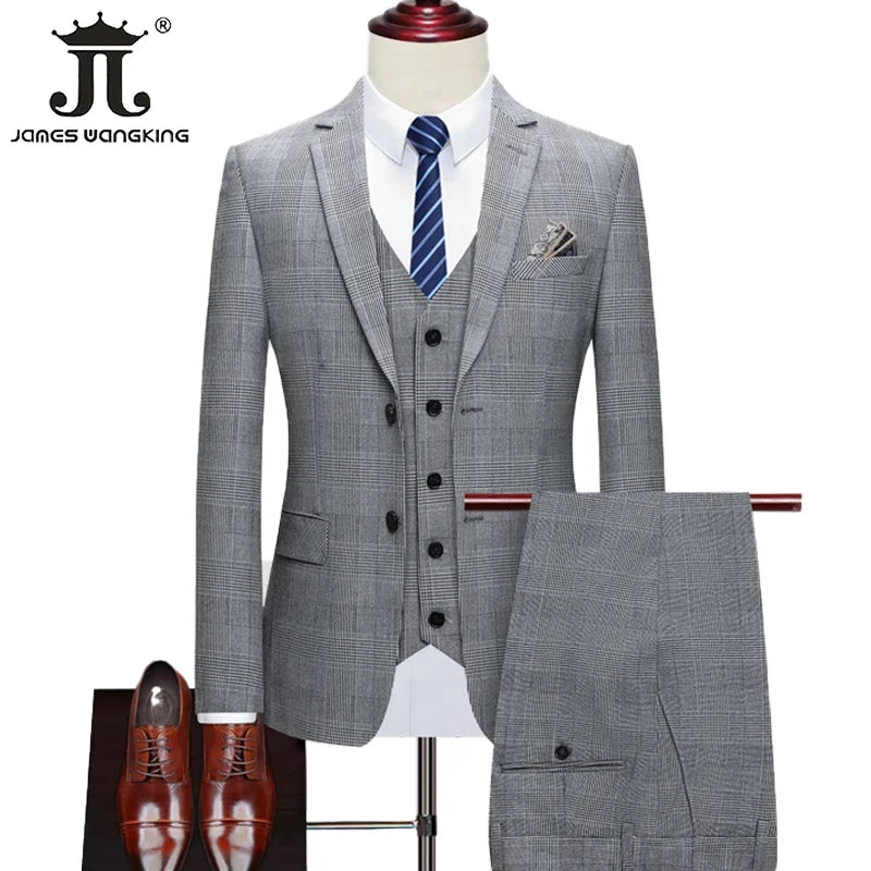 Men's Classic Plaid Hounds Tooth Suit