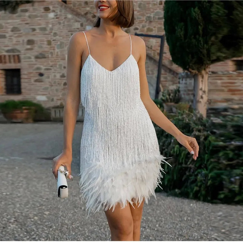 Women's Feather Mini Dress