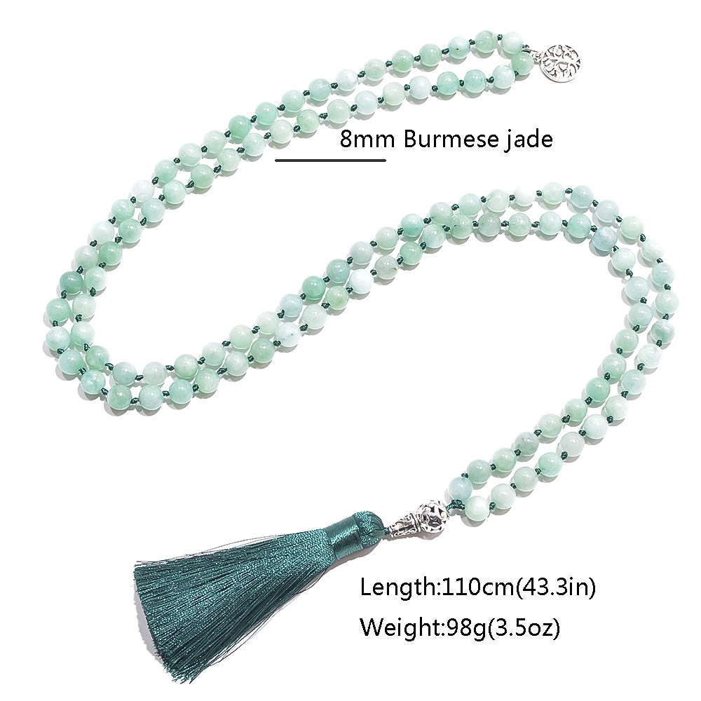 Burmese Jade Beaded Meditation Prayer Necklace