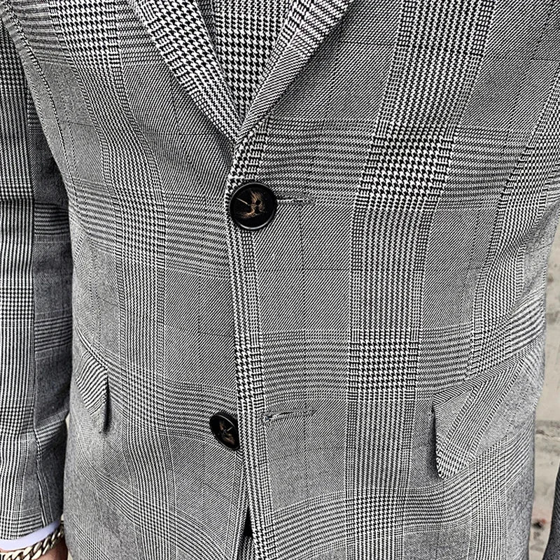 Men's Classic Plaid Hounds Tooth Suit