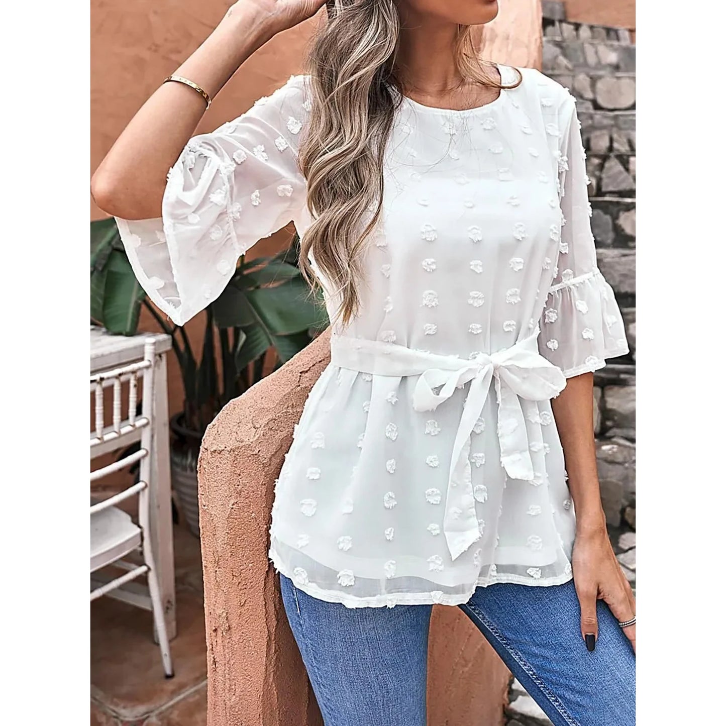 Plus Size Casual Half Sleeve Blouse