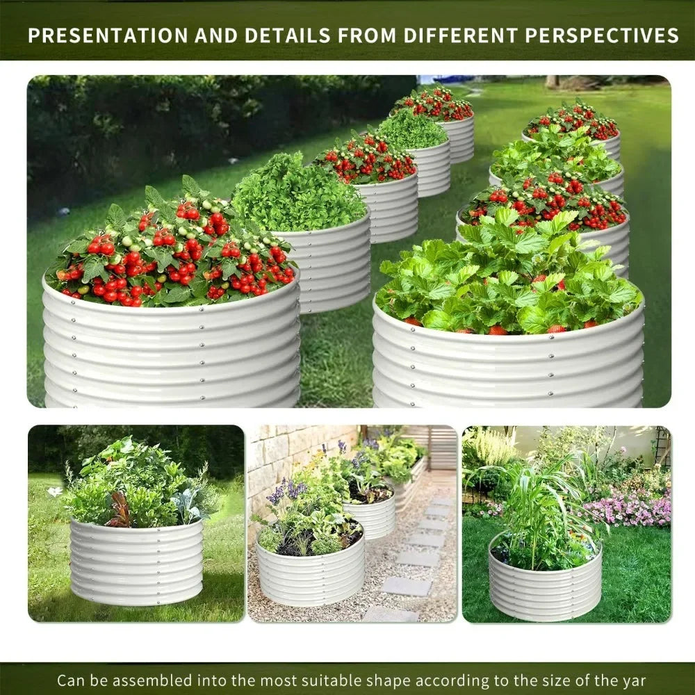 2 Round Metal Raised Garden Planters